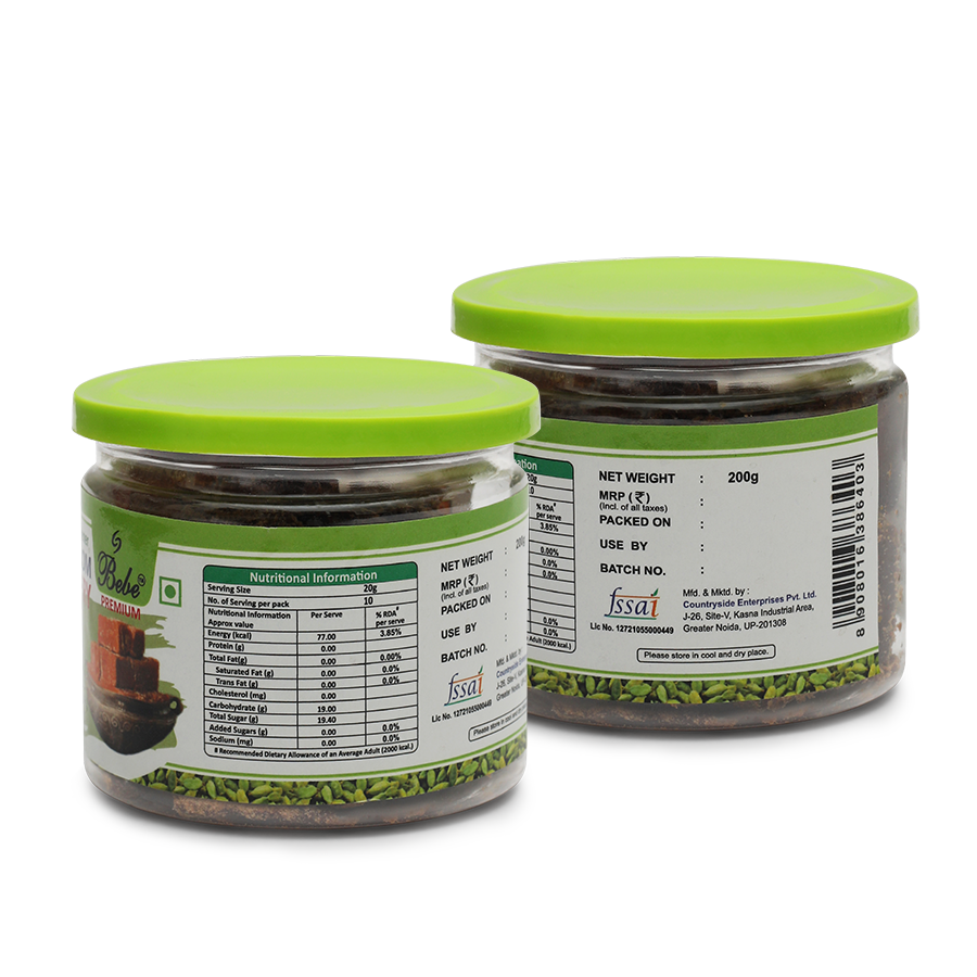 Bebe Fennel Jaggery (250g) + Bebe Cardamom Jaggery (250g) (Pack of 2 Each)