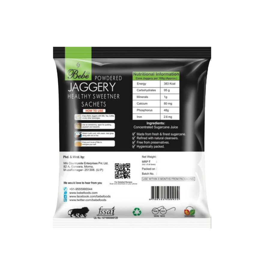 Bebe Jaggery Powder Sachets (150g) + Bebe Khand Sachets (150g) (Pack of 2 Each)