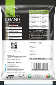 Nutritional & Other Info of Bebe Desi Khand Sachets |Healthy Sweetener |Easy to use | Sweeten your Tea.coffee,milk |Natural |Chemical Free Bebe Desi Khand Sachets Front _ Healthy Sugar _Natural _ Traditionally made like jaggery