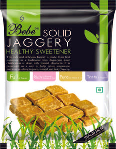 Bebe Jaggery 400g Front | Gud | Gur | Healthy Sugar |Natural | Traditionally made | Use in Tea,Coffee, Milk | Make Gud ka parantha | Eat it raw