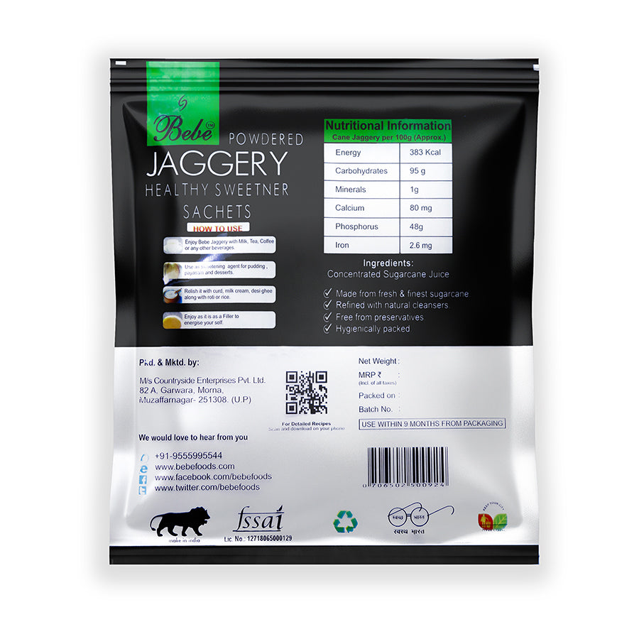 Bebe Jaggery Sachets 750g, [(5g x 30) x 5 packs]