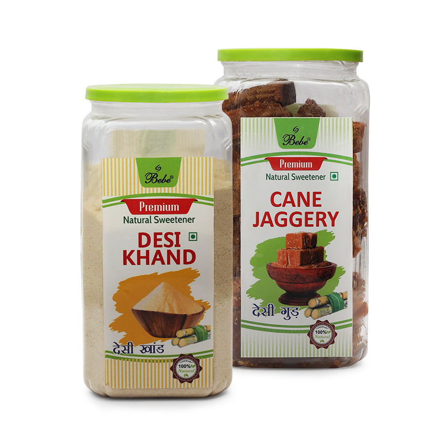 Bebe Premium Desi Khand (750g) & Bebe Premium Jaggery Solid (750g)