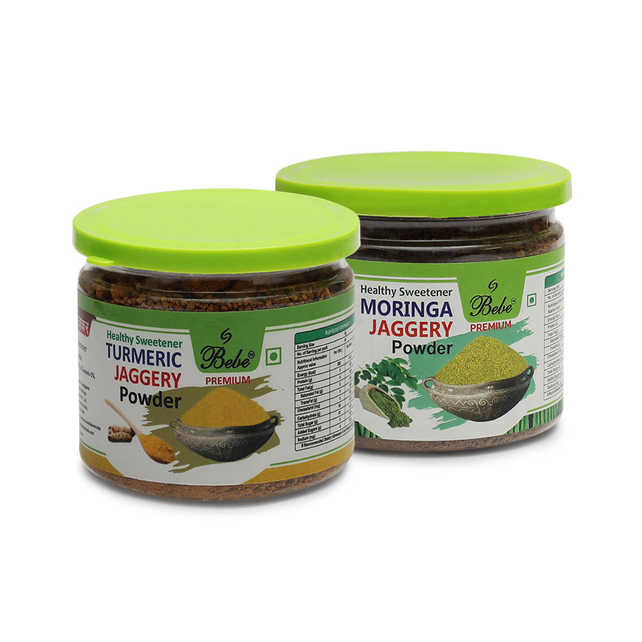 Turmeric Jaggery Powder (200g) & Moringa Jaggery Powder (200g)