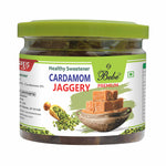 Load image into Gallery viewer, Bebe Cardamom Jaggery  200g Front | Elaichi Gud | Gur | Mouth Freshner | All Natural | Healthy Sugar | Traditionally made in small batches | No chemicals | Sweetener for Tea,Coffee,Milk,Kheer | Relish raw post meals | Great in taste
