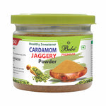 Load image into Gallery viewer, Bebe Cardamom Jaggery Powder 200g Front | Elaichi Shakker | Shakkar | All Natural | Healthy Sugar | Traditionally made in small batches | No chemicals | Sweetener for Tea,Coffee,Milk,Kheer | Relish with Ghee,Curd over Roti or rice 
