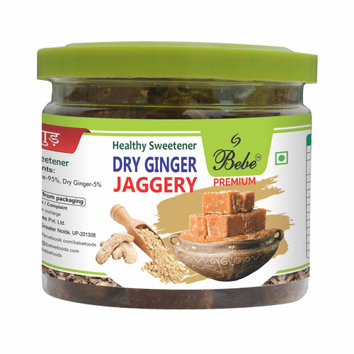 Bebe Dryginger Jaggery  200g Front  | Sauth Gur |Gud | Mouth Freshner | A must after meals | All Natural | Healthy Sugar | Traditionally made in small batches | No chemicals | Sweetener for Tea,Coffee,Milk | Gud ki Roti,Parantha